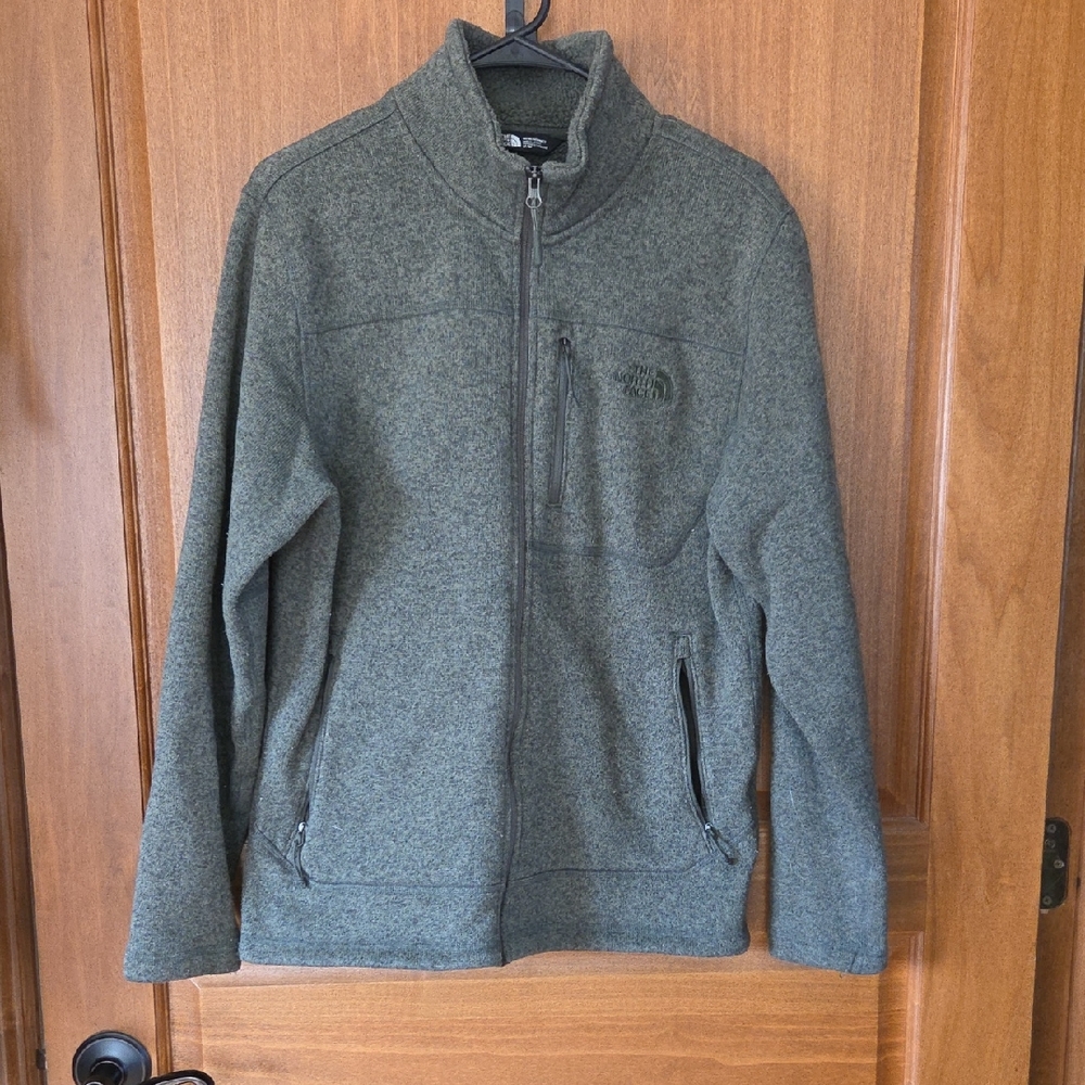 The North Face Men's Olive Green Full-Zip Fleece Jacket Size Medium Fall